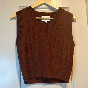 Brown Sweater Vest - Crop Top Size Small